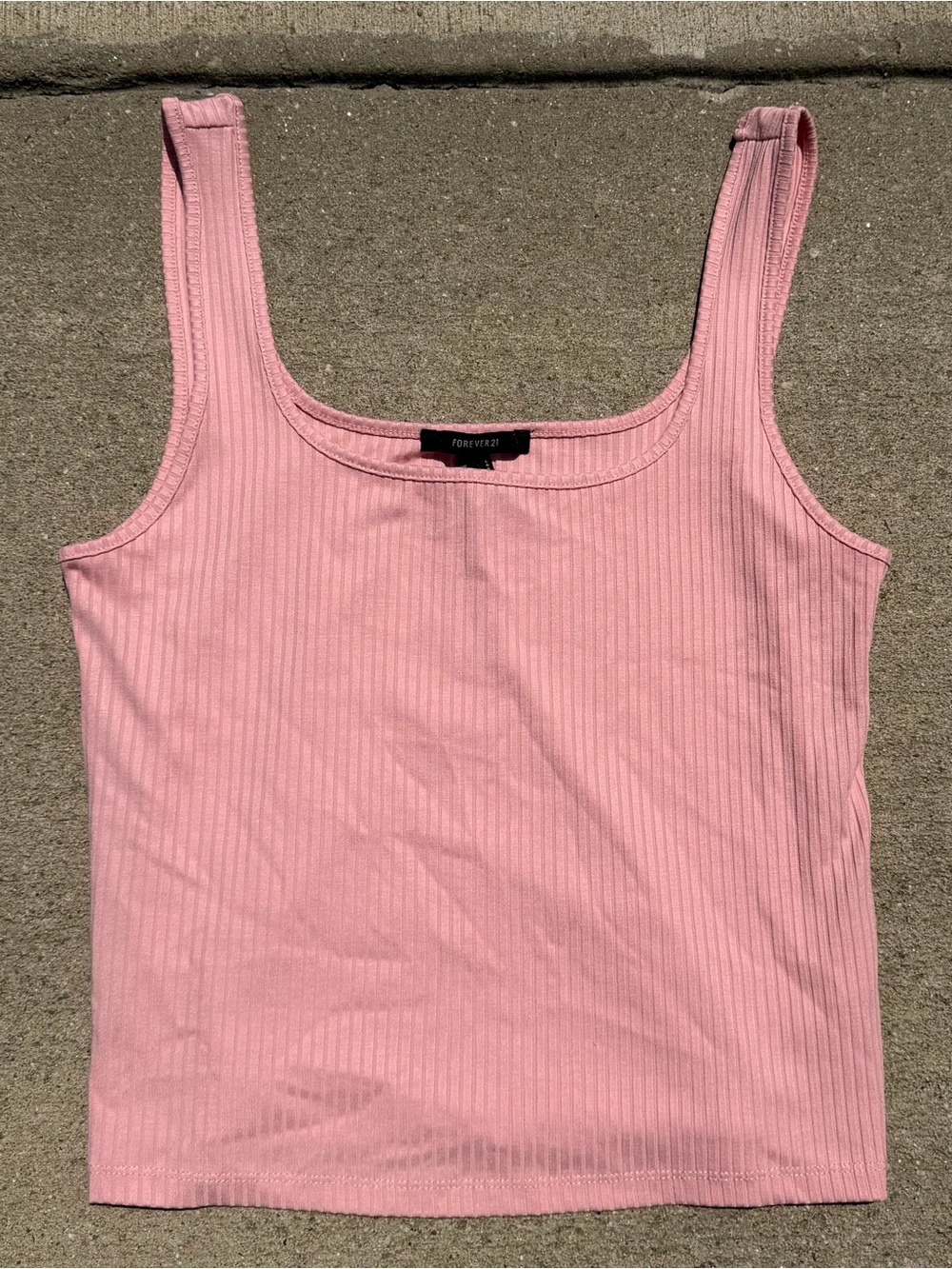 Forever 21 Pink Ribbed Square Neck Tank Top